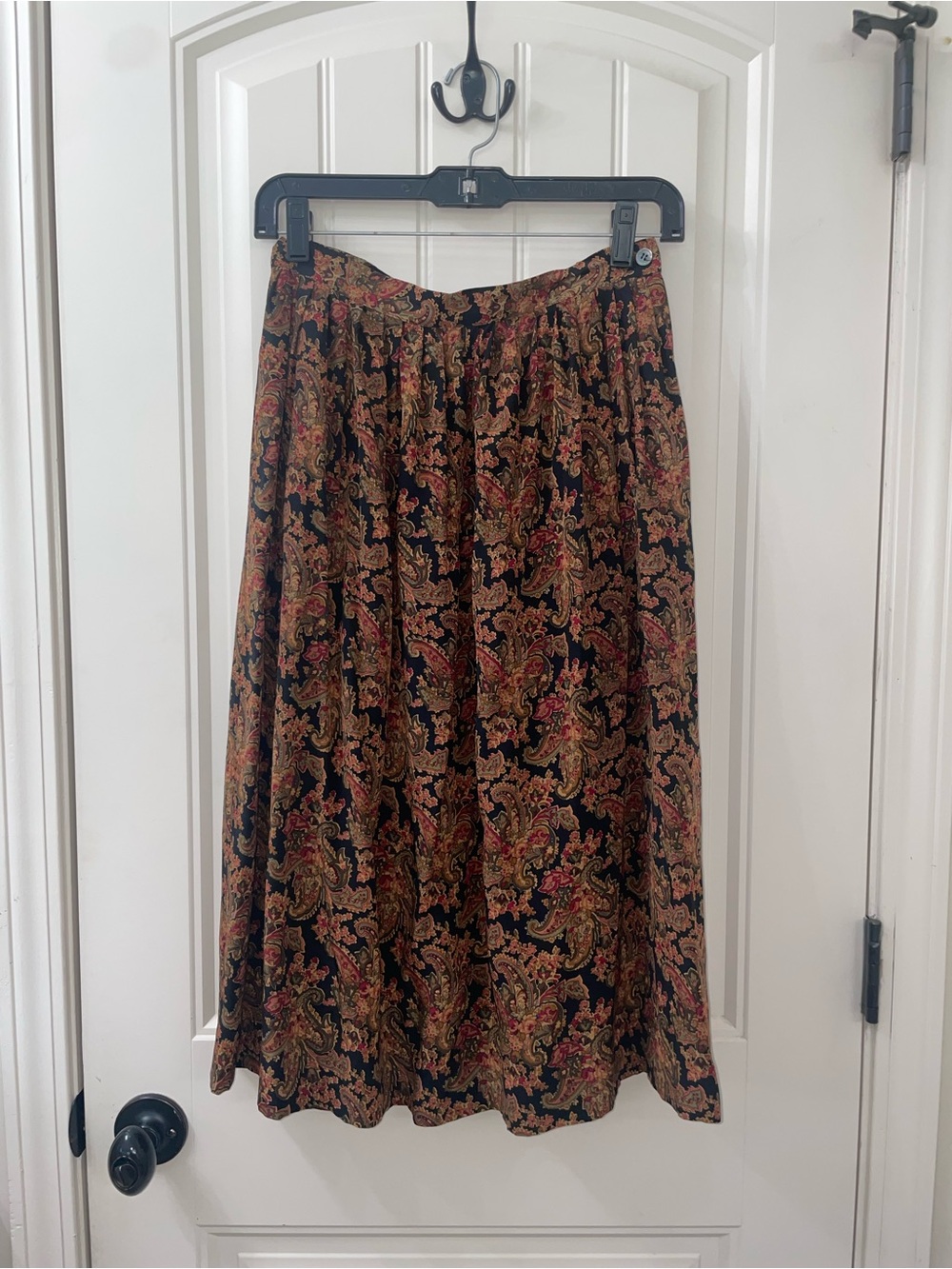 Vintage  A-Line 100% SILK Midi Skirt